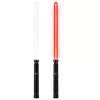 LEAN TOYS LED Laser Lightsaber z dźwiękami, metalowy uchwyt, 75 cm