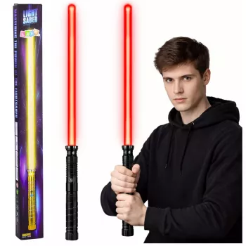 LEAN TOYS LED Laser Lightsaber z dźwiękami, metalowy uchwyt, 75 cm