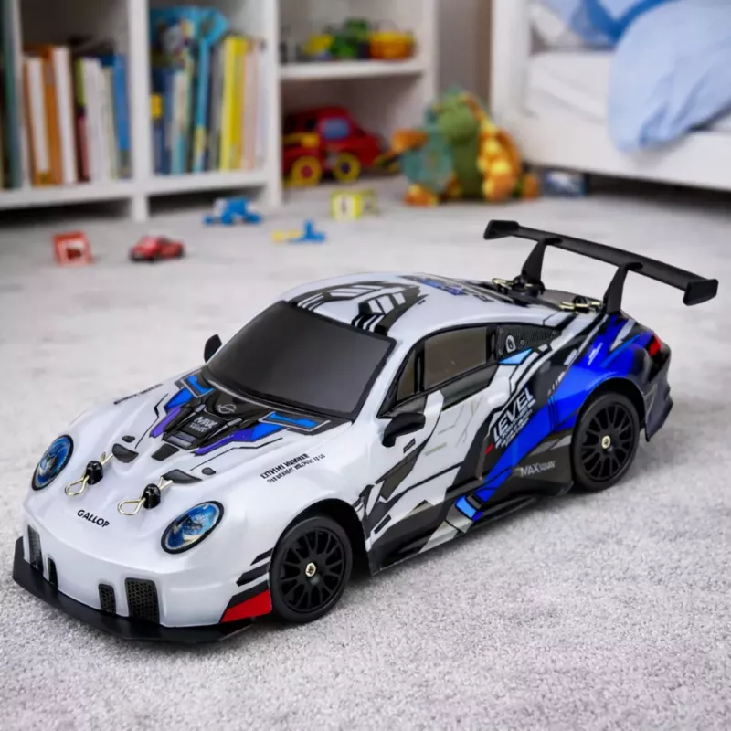 LEAN TOYS Zdalnie Sterowany Samochód Drift RC Wymienne Koła 4WD Niebieski 1:24