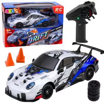 LEAN TOYS Zdalnie Sterowany Samochód Drift RC Wymienne Koła 4WD Niebieski 1:24