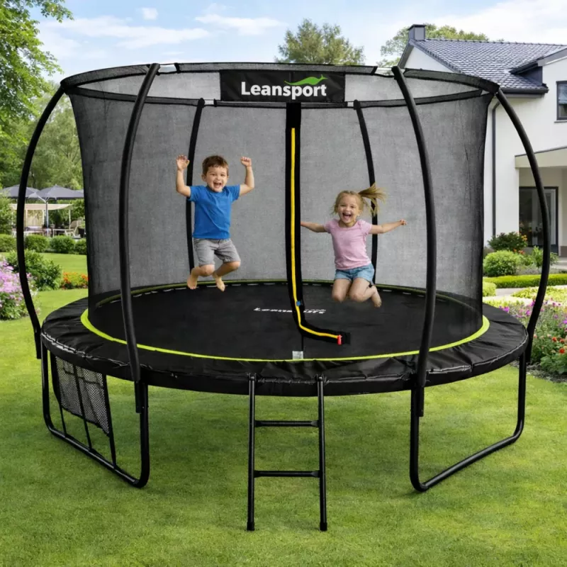 LEAN SPORT LEAN Trampolina ogrodowa z siatką wewnętrzną Czarno-zielona 183CM 6FT