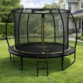 LEAN SPORT LEAN Trampolina ogrodowa z wewnętrzną siatką Czarno-zielona 252CM 8FT