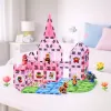 LEAN TOYS Klocki Magnetyczne z Figurkami, Farbami i Kartami do Malowania Różowy 80 szt.