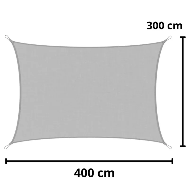 LEAN Rectangular Garden Sun Shade Sail, Waterproof, Gray, 300x400 cm