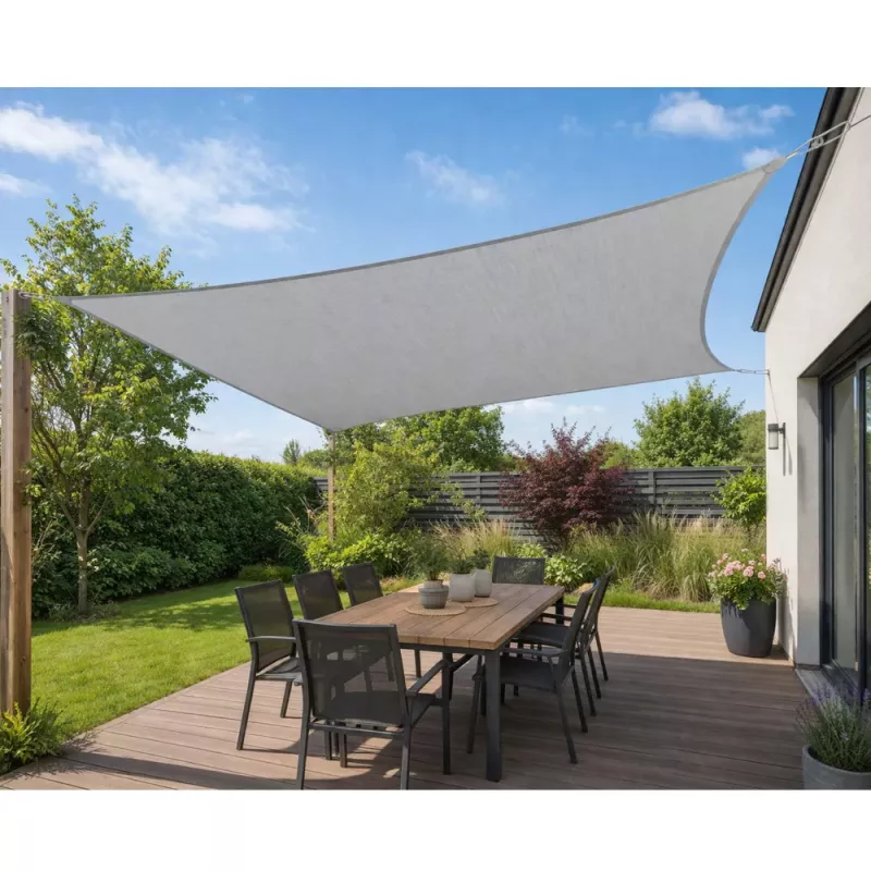 LEAN Rectangular Garden Sun Shade Sail, Waterproof, Gray, 300x400 cm