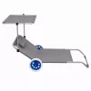 LEAN Garden Beach Deckchair na Kółkach ze Składanym Daszkiem, Aluminium, Szary