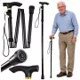 LEAN Telescopic Folding Adjustable Aluminum Walking Stick for Seniors Black 85-95cm