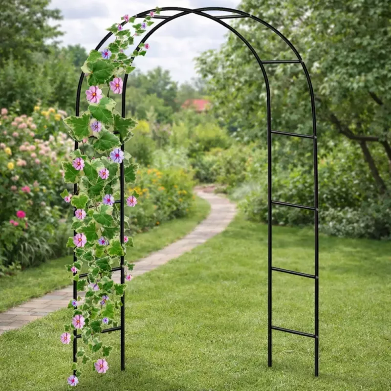 LEAN Metalowa Pergola Ogrodowa dla Roślin, Podpora dla Pnączy, Łuk 240x140 cm
