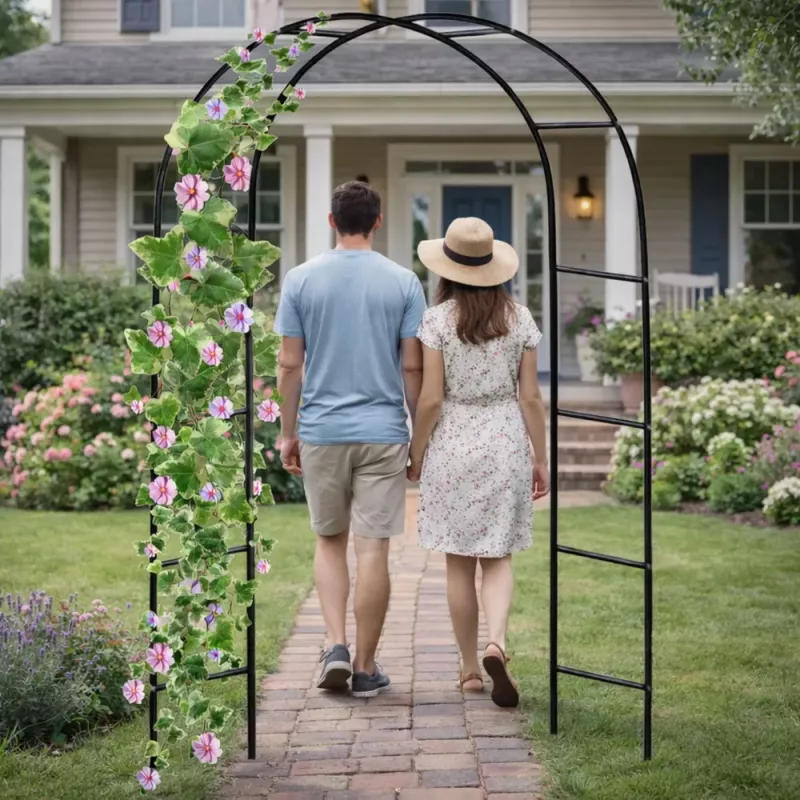 LEAN Metalowa Pergola Ogrodowa dla Roślin, Podpora dla Pnączy, Łuk 240x140 cm
