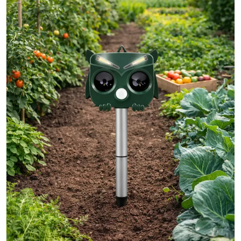 LEAN Solar Owl Animal Repeller Motion Sensor Ultrasound LEDs