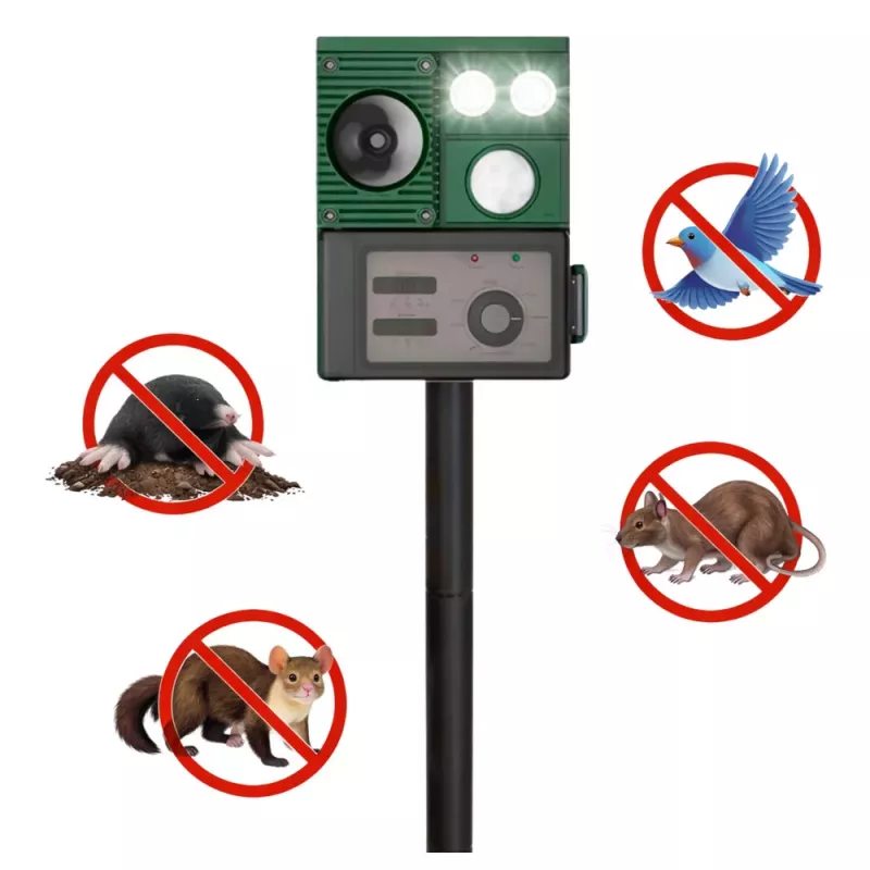 LEAN Solar Animal Repeller with Motion Sensor, Ultrasound, LED Diodes