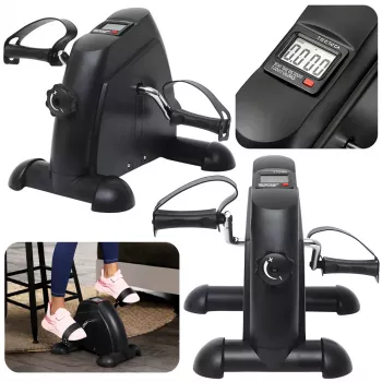 LEAN Mini Rower Treningowy Rotor Rehabilitacyjny 2 w 1 Wyświetlacz LCD Czarny