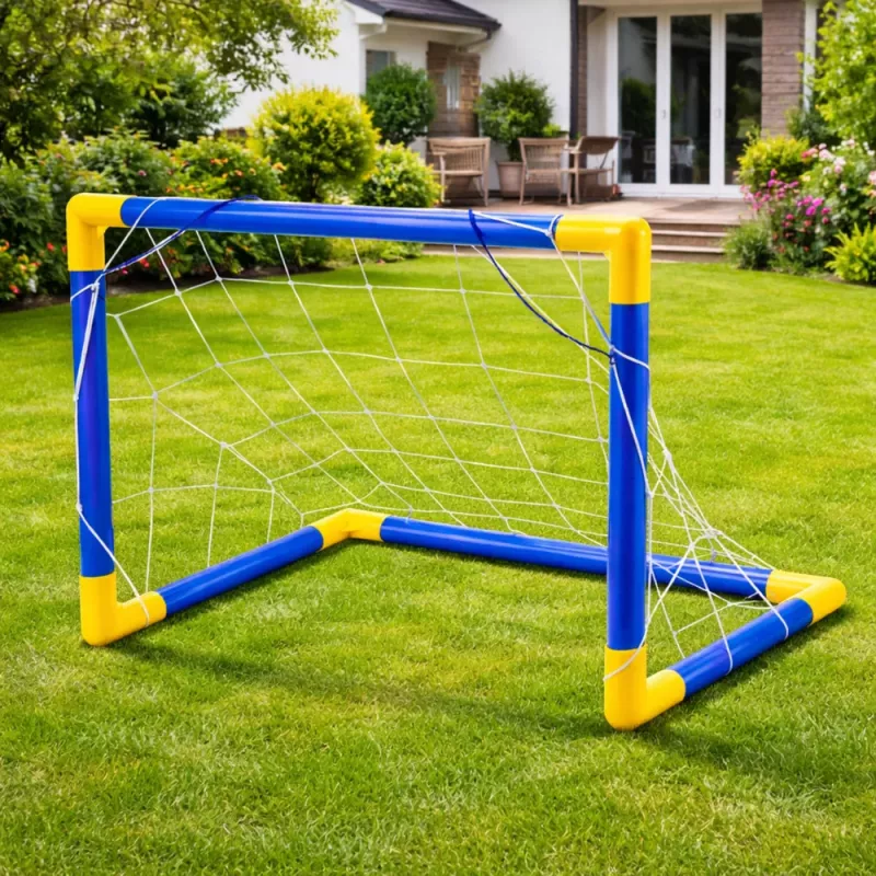 Zestaw sportowy LEAN TOYS do gry w piłkę nożną, bramka, piłka, pompka 62x40cm
