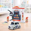 LEAN TOYS Interaktywny Samochód Policyjny ze Stacją Paliw – Światła, Dźwięki i Dym