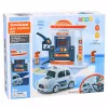 LEAN TOYS Interaktywny Samochód Policyjny ze Stacją Paliw – Światła, Dźwięki i Dym