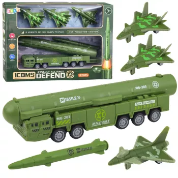 LEAN TOYS Zestaw wojskowy Ciężarówka Myśliwce z napędzanym wyrzutnią rakiet