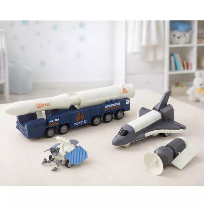 LEAN TOYS Zestaw Kosmiczny Rakieta Prom Satelita Pojazd Transportowy