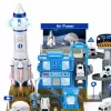 LEAN TOYS Interaktywna Stacja Kosmiczna z Rakietą Parkingową Światła Dźwięki