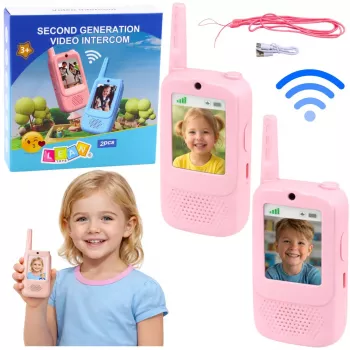 LEAN TOYS Walkie Talkies Dla Dzieci z Kamerą Wideo i Nagrywaniem Różowy