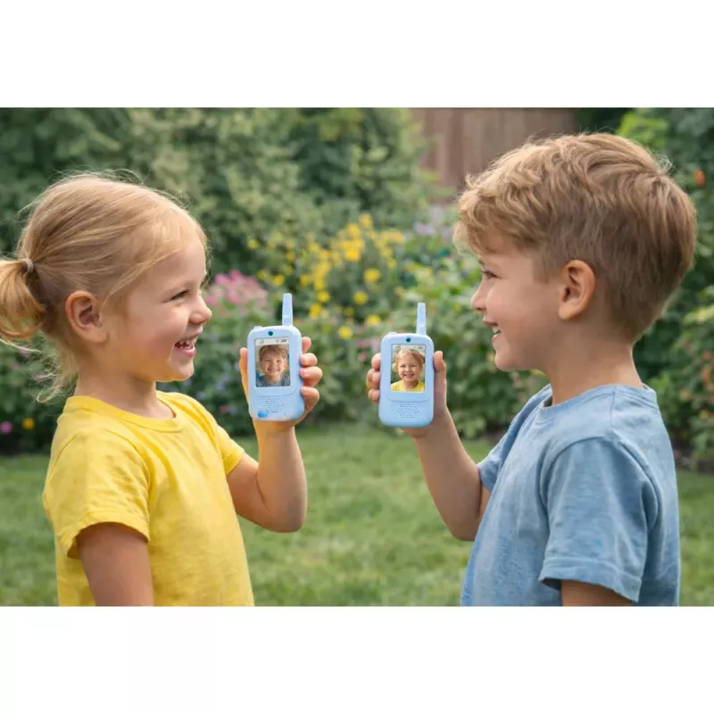 LEAN TOYS Walkie Talkies Dla Dzieci z Kamerą i Nagrywaniem Wideo Niebieski