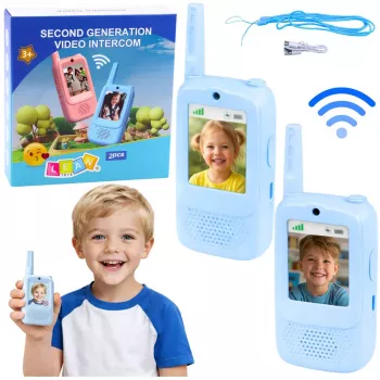 LEAN TOYS Walkie Talkies Dla Dzieci z Kamerą i Nagrywaniem Wideo Niebieski