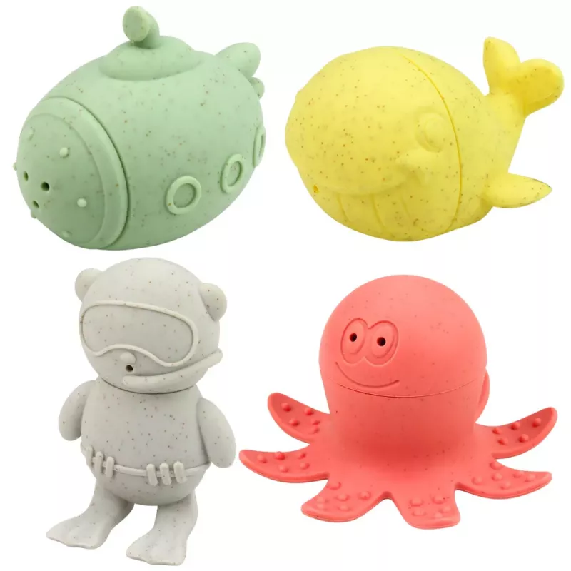 LEAN TOYS Educational Bath Toys Sensory Rubber Figures Pastel 4 szt.