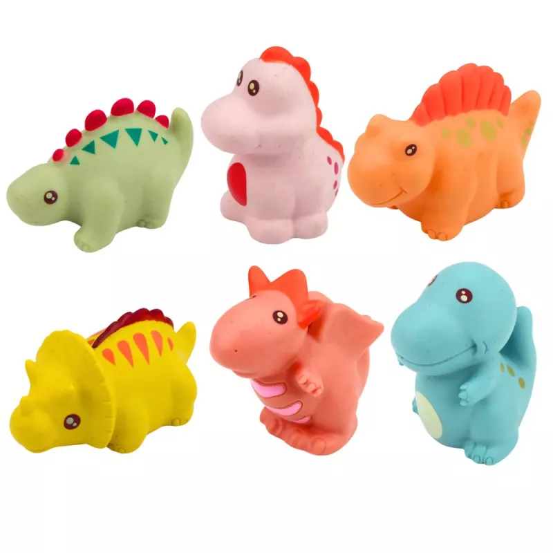LEAN TOYS Zestaw edukacyjnych gumowych dinozaurów do kąpieli, pastelowe, 6 sztuk
