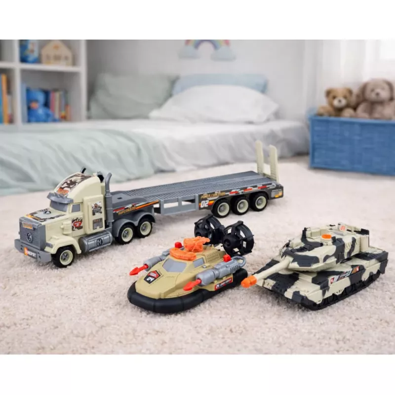LEAN TOYS Zestaw Militarny Ciężarówka Wojskowa Czołg Poduszkowiec Żołnierz