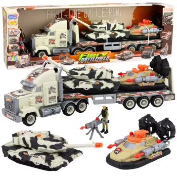 LEAN TOYS Zestaw Militarny Ciężarówka Wojskowa Czołg Poduszkowiec Żołnierz