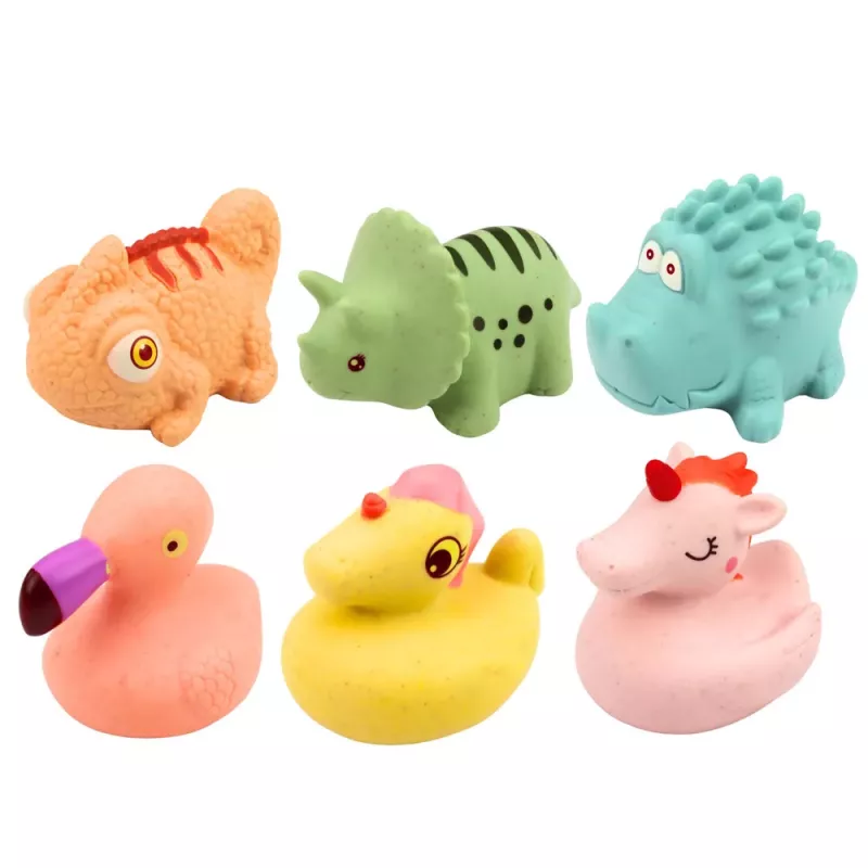 LEAN TOYS Zestaw edukacyjnych gumowych zwierzątek do kąpieli, pastelowe, 6 szt.