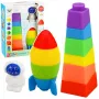 LEAN TOYS Zestaw gumowych klocków Wieża Rakieta Kosmonauta Kolorowe 11 szt.