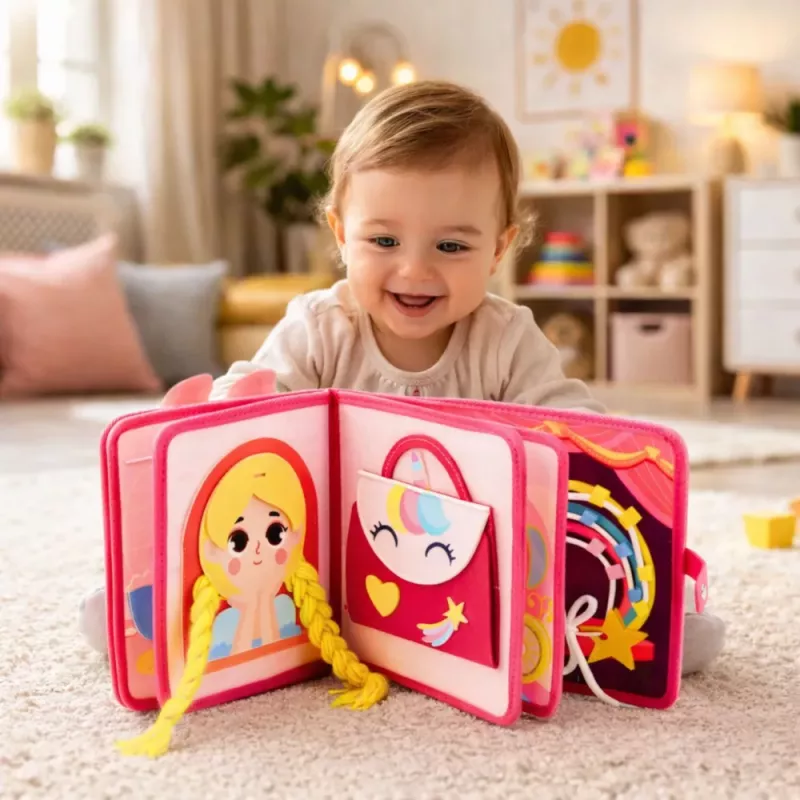 LEAN TOYS 3D Felt Princess Pink Sensory Educational Book