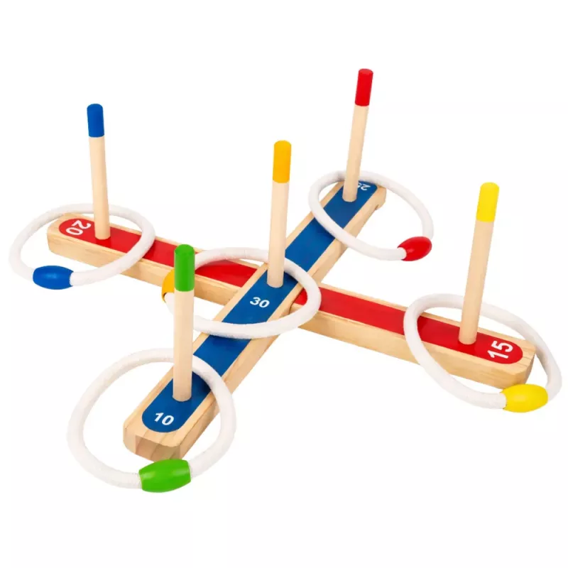 LEAN TOYS Drewniana Gra w Rzucanie Pierścieniami Gra Zręcznościowa Rodzinna z Punktacją
