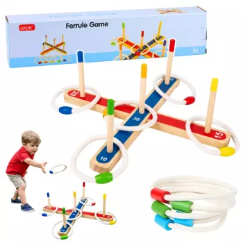 LEAN TOYS Drewniana Gra w Rzucanie Pierścieniami Gra Zręcznościowa Rodzinna z Punktacją