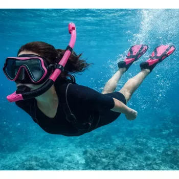 LEAN TOYS Zestaw do snorkelingu Fins Glasses Snorkel Czarno-Różowy S/M