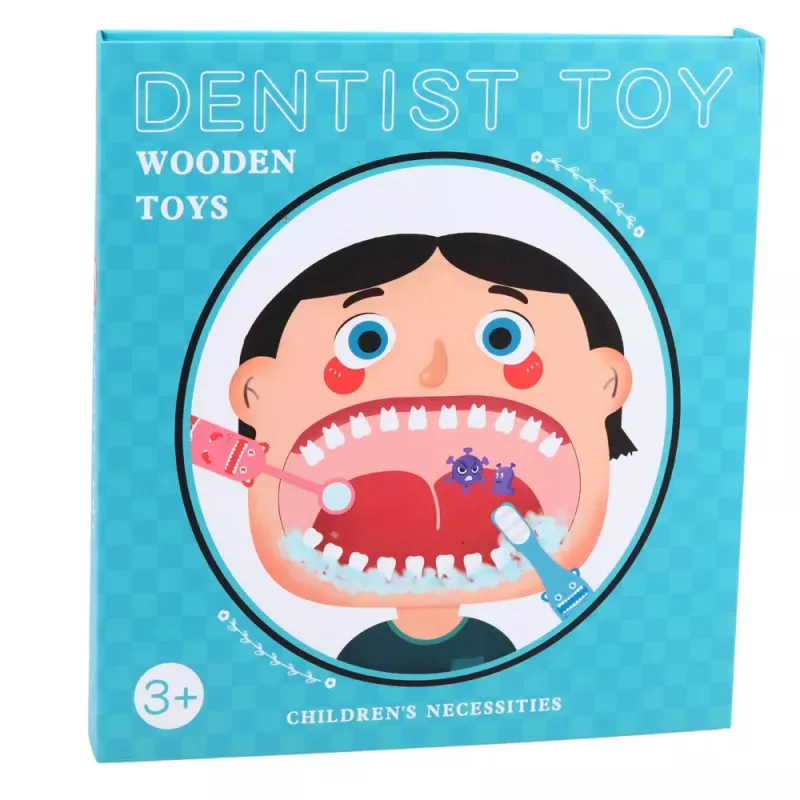 LEAN TOYS Wooden Little Dentist Set Magnetic Book Teeth Tools
