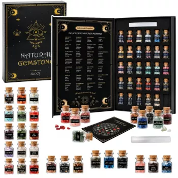 LEAN TOYS Zestaw Kryształów Minerałów i Kamieni Szlachetnych w Słoikach Książka 30 szt.