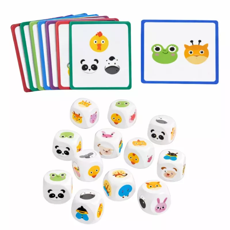 LEAN TOYS Gra Edukacyjna dla Dzieci Dopasuj Zwierzęta Drewniane Kości i Karty