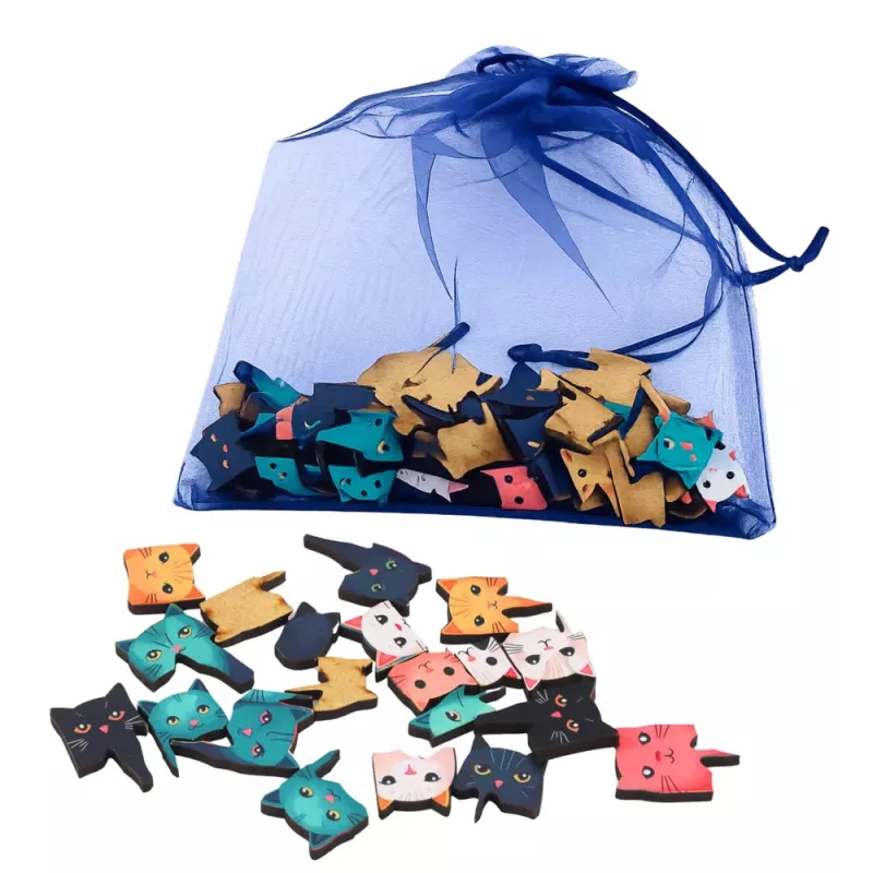 LEAN TOYS Drewniane Puzzle Kocięta Edukacyjne Puzzle Ramka Torba 62 szt.