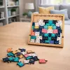 LEAN TOYS Drewniane Puzzle Kocięta Edukacyjne Puzzle Ramka Torba 62 szt.