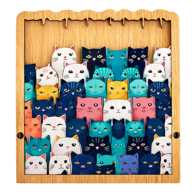 LEAN TOYS Drewniane Puzzle Kocięta Edukacyjne Puzzle Ramka Torba 62 szt.