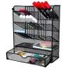 LEAN TOYS Metalowy Organizer Biurkowy na Długopisy i Akcesoria, Czarny