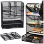 LEAN TOYS Metalowy Organizer Biurkowy na Długopisy i Akcesoria, Czarny