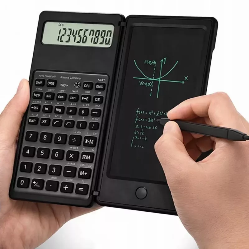 Kalkulator naukowy LEAN z wyświetlaczem LCD, tabletem graficznym, rysikiem, 10 cyfr
