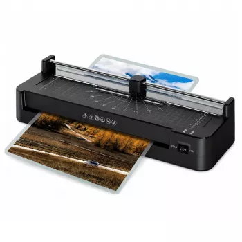 LEAN 3-w-1 Laminator z zgrzewarką i gilotyną do dokumentów A3, zdjęć, czarny