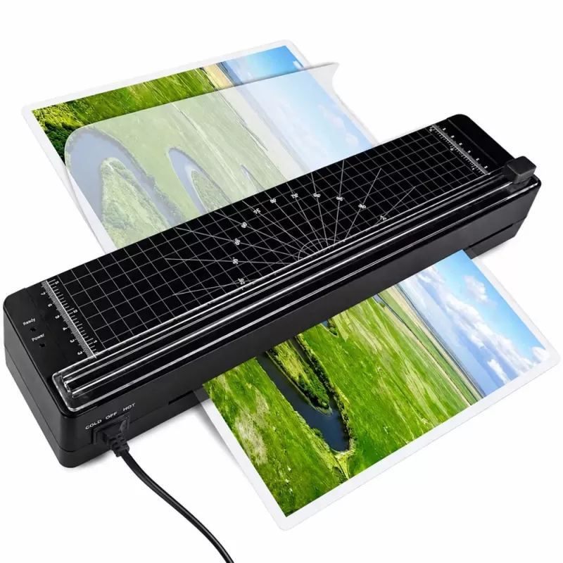 LEAN 3-w-1 Laminator z zgrzewarką i gilotyną do dokumentów A3, zdjęć, czarny