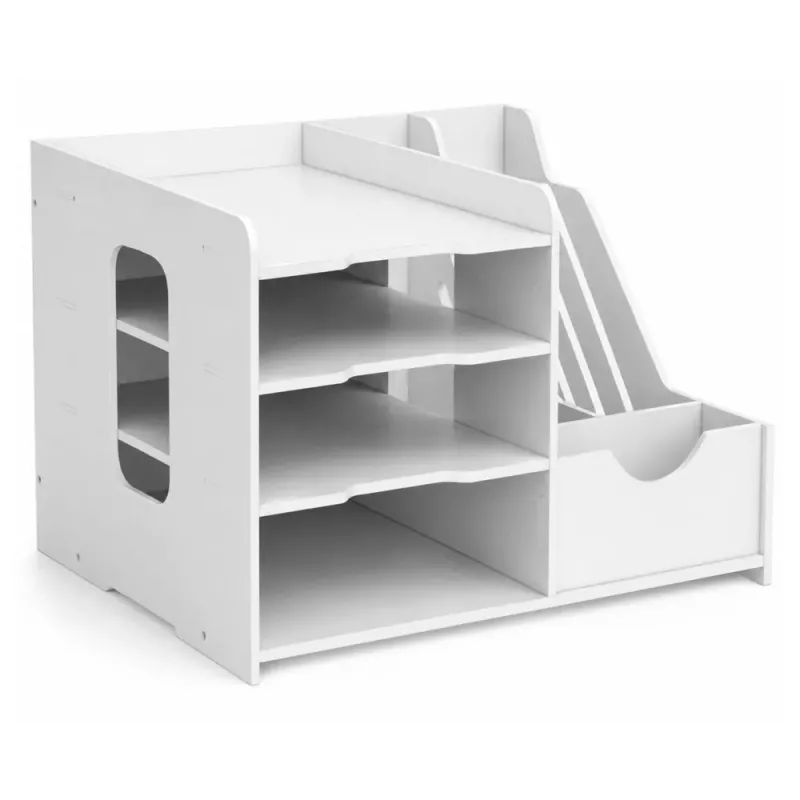 LEAN TOYS Drewniany Organizer Biurkowy na Bindowane Dokumenty A4 Biały