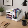 LEAN TOYS Drewniany Organizer Biurkowy na Bindowane Dokumenty A4 Biały