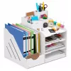 LEAN TOYS Drewniany Organizer Biurkowy na Bindowane Dokumenty A4 Biały