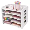 LEAN TOYS Organizer biurowy na biurko, drewniane półki na dokumenty A4, biały